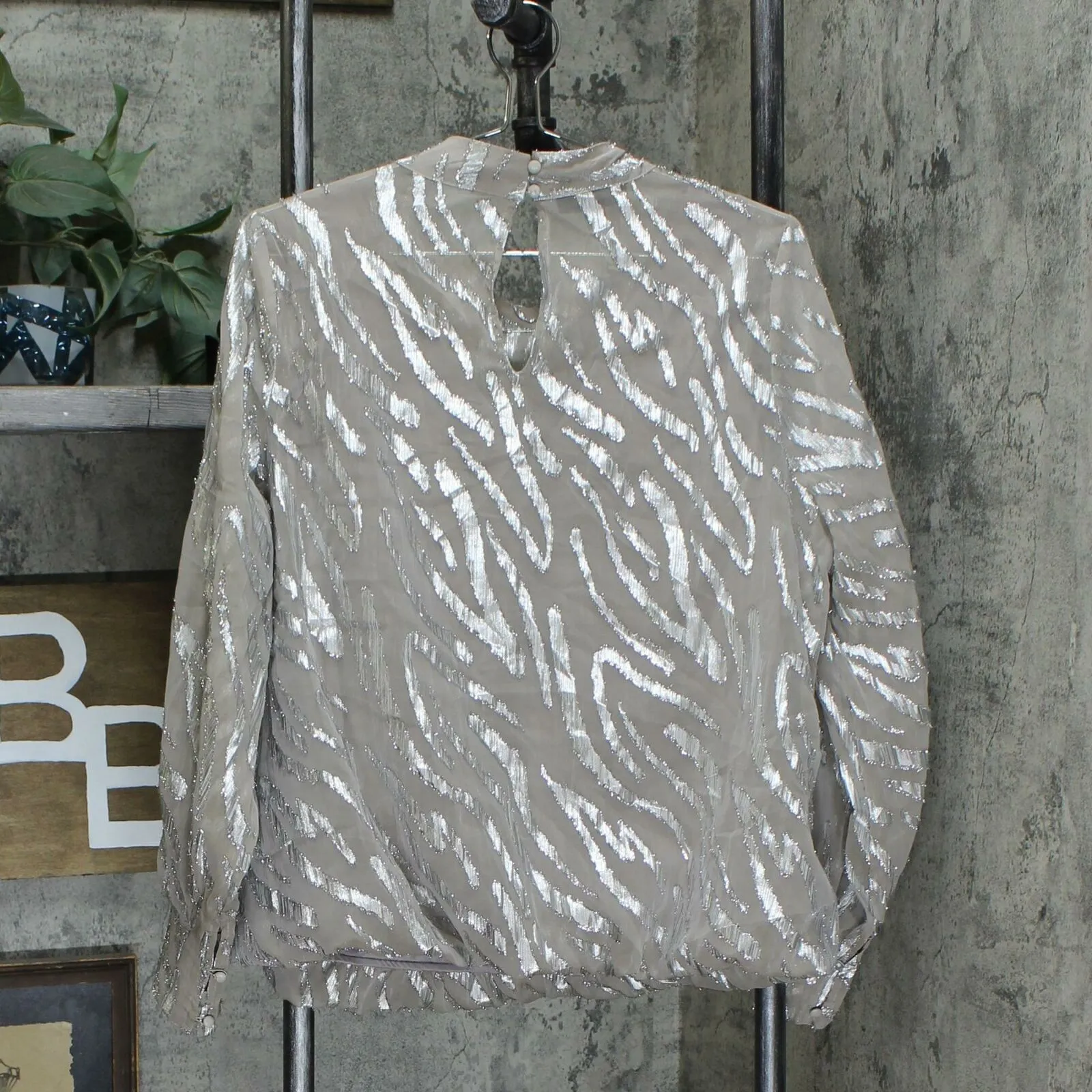 Alfani Plus Size Metallic Zebra Bubble Top