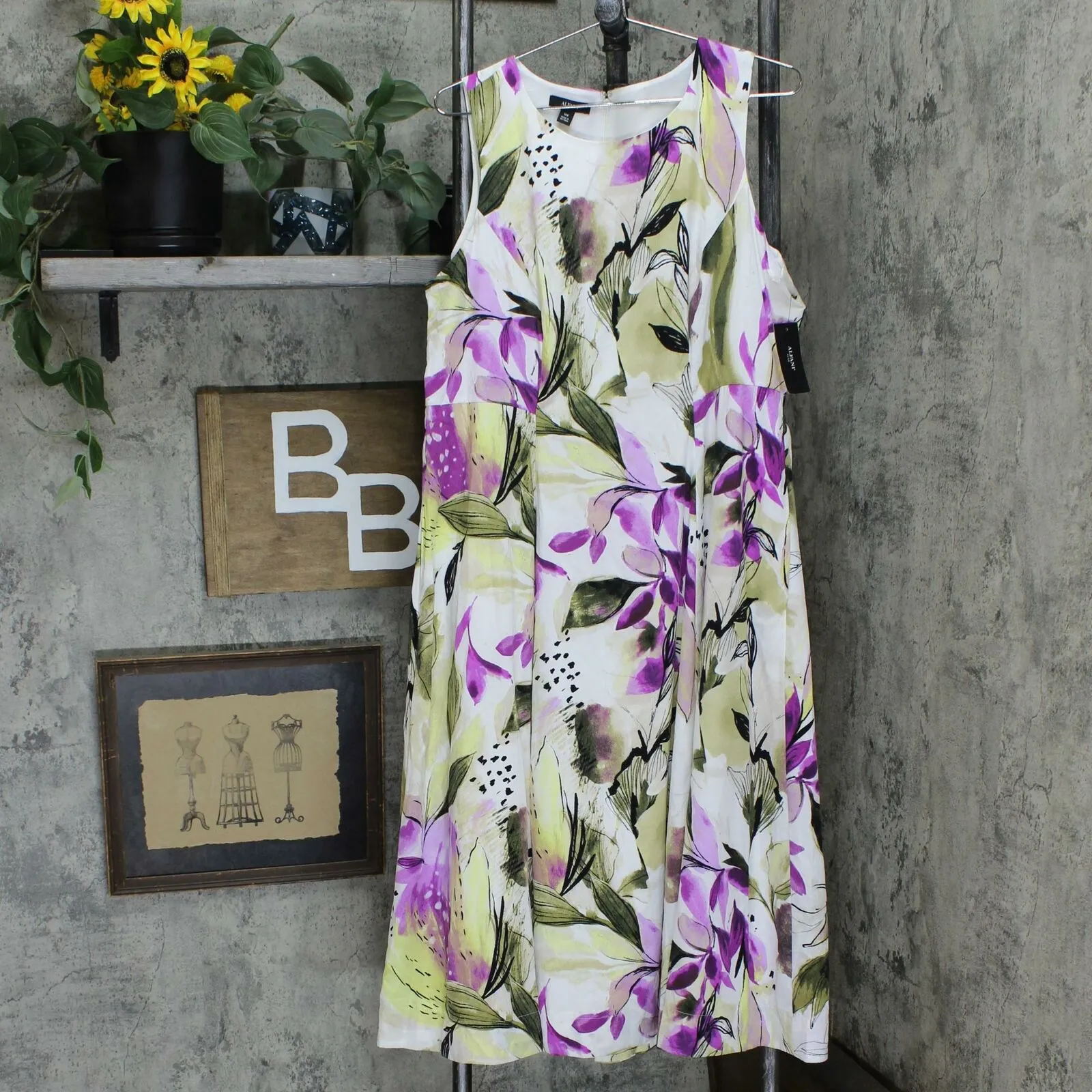 Alfani Plus Size Sleeveless Floral-Print Fit And Flare Dress