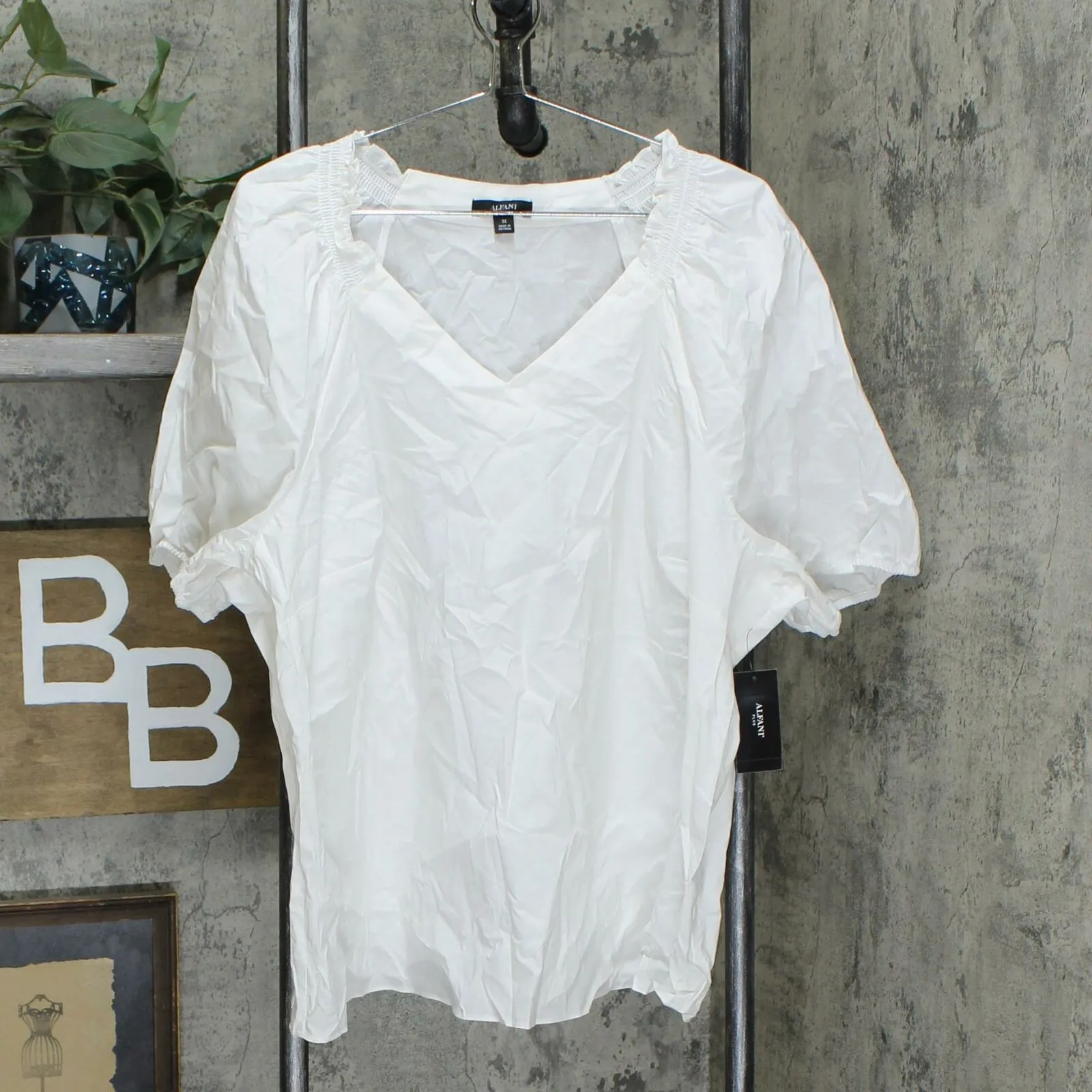 Alfani Plus Size Smocked V-Neck Blouse