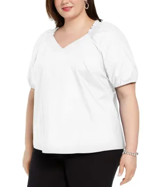 Alfani Plus Size Smocked V-Neck Blouse