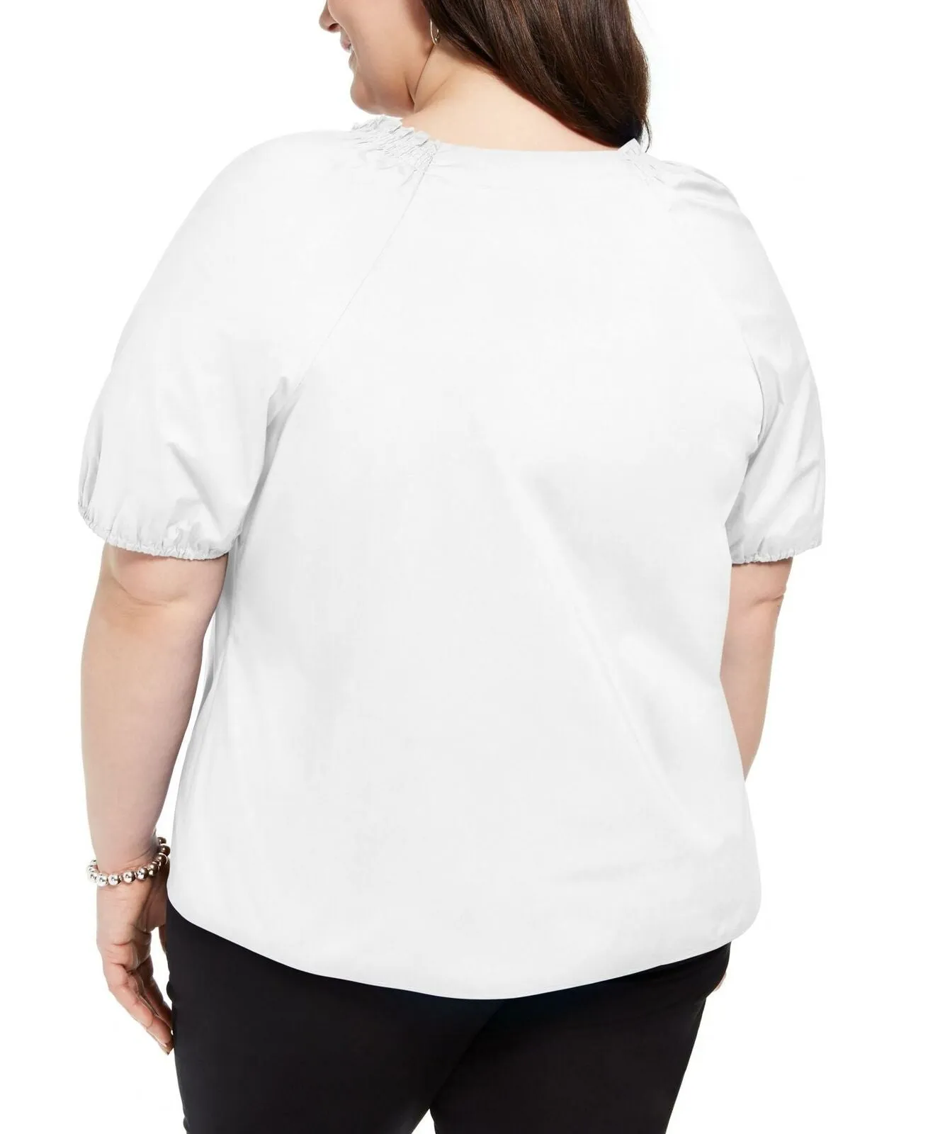Alfani Plus Size Smocked V-Neck Blouse