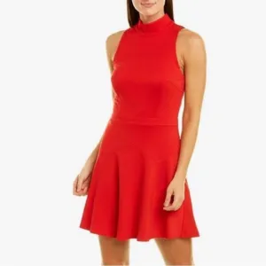 ALI &amp; JAY Melt My Heart Mock Neck Fit &amp; Flare Stretch Mini Dress Size Small