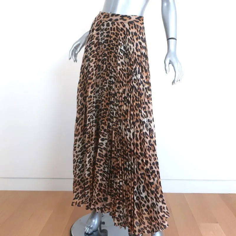 Alice   Olivia Pleated Maxi Skirt Katz Metallic Leopard Print Size 0