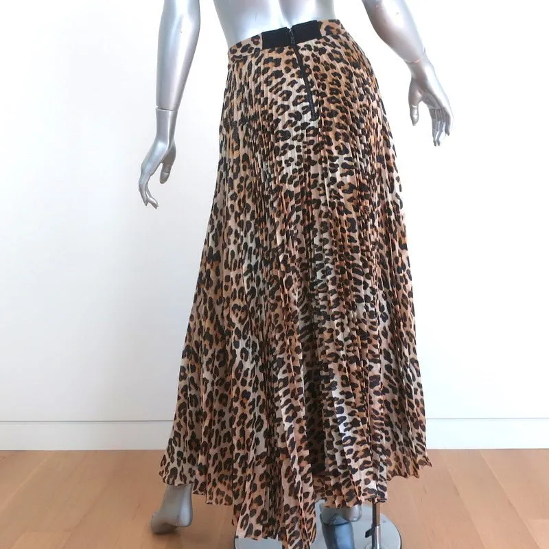 Alice   Olivia Pleated Maxi Skirt Katz Metallic Leopard Print Size 0