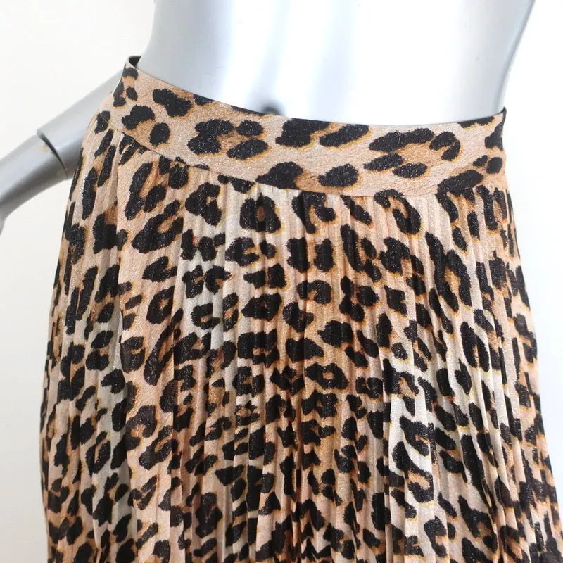 Alice   Olivia Pleated Maxi Skirt Katz Metallic Leopard Print Size 0