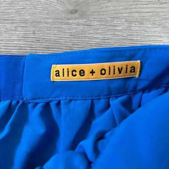 Alice   Olivia Womens Back Zip Pleated Mini Skirt Blue Size 8 Waist 29