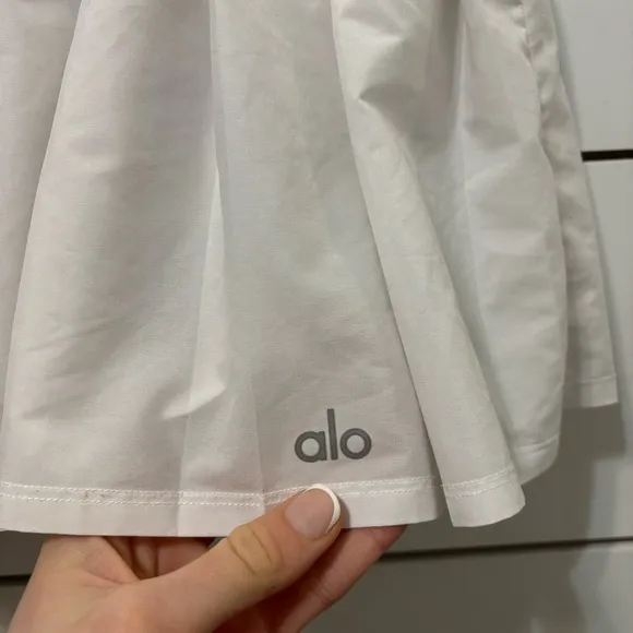 Alo Yoga White Varsity Pleated Skirt