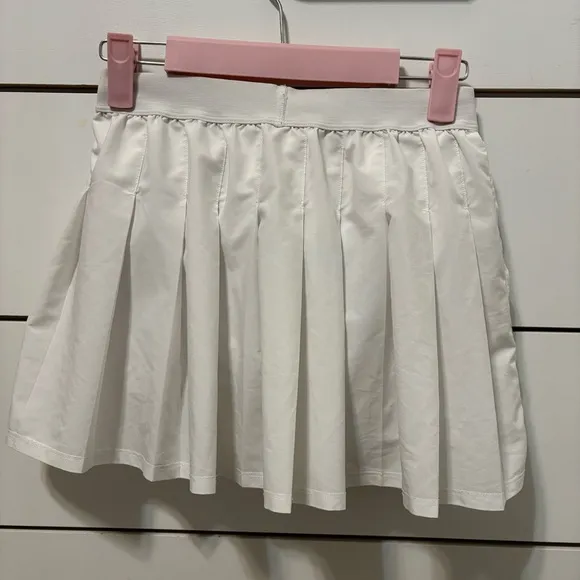 Alo Yoga White Varsity Pleated Skirt