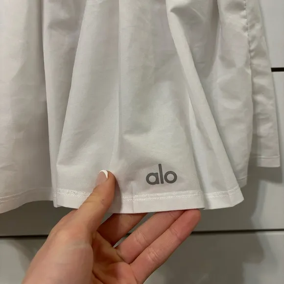 Alo Yoga White Varsity Pleated Skirt