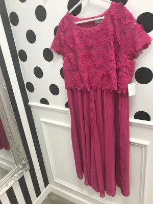 Amber Pink Lace Pleated Skirt Dress