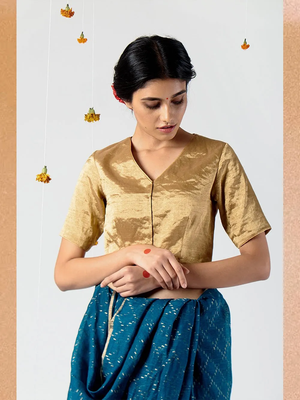 Anavila  I   v-neck-gold-blouse