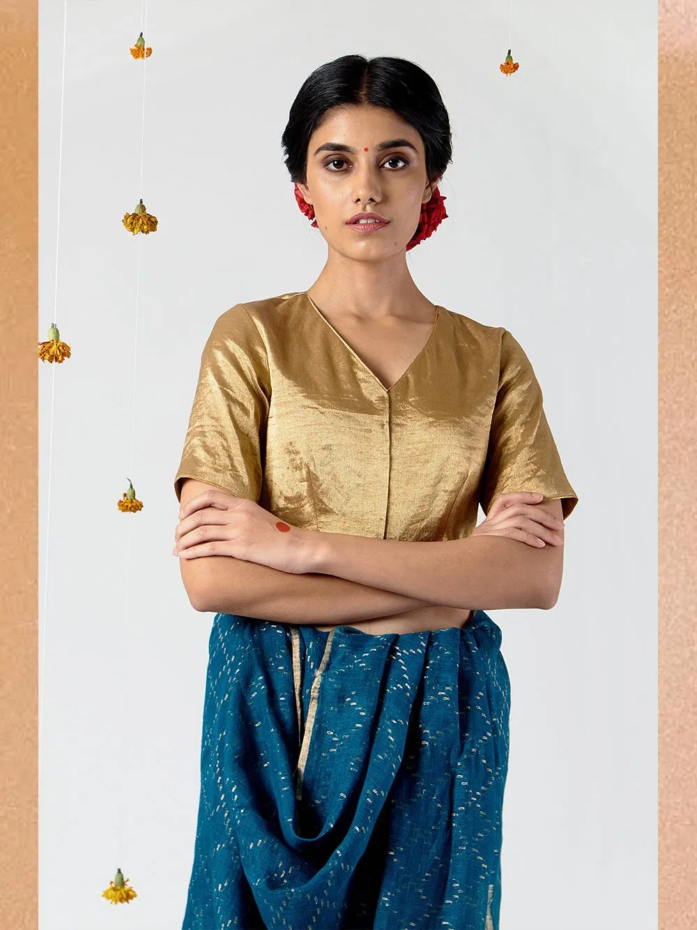 Anavila  I   v-neck-gold-blouse