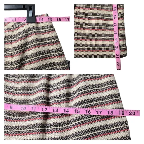 Ann Taylor Loft 10 Petite  Striped Lined Textured 100%‎ Cotton Blazer Skirt Set
