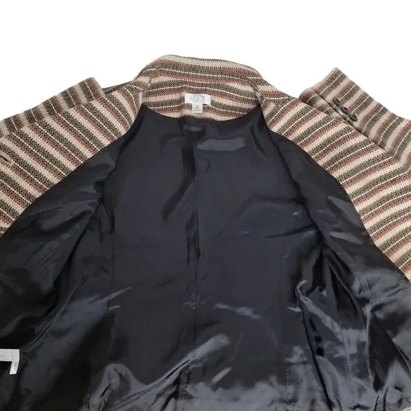 Ann Taylor Loft 10 Petite  Striped Lined Textured 100%‎ Cotton Blazer Skirt Set