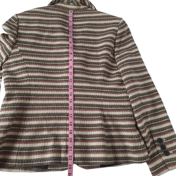 Ann Taylor Loft 10 Petite  Striped Lined Textured 100%‎ Cotton Blazer Skirt Set