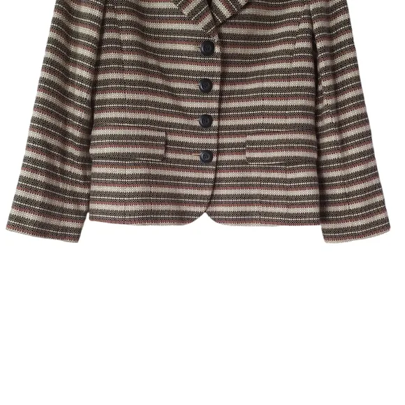 Ann Taylor Loft 10 Petite  Striped Lined Textured 100%‎ Cotton Blazer Skirt Set
