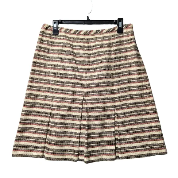 Ann Taylor Loft 10 Petite  Striped Lined Textured 100%‎ Cotton Blazer Skirt Set