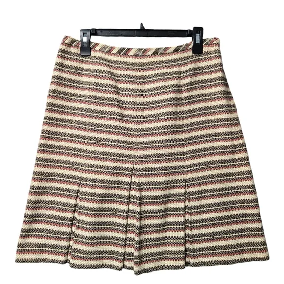 Ann Taylor Loft 10 Petite  Striped Lined Textured 100%‎ Cotton Blazer Skirt Set
