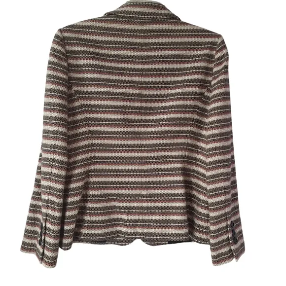 Ann Taylor Loft 10 Petite  Striped Lined Textured 100%‎ Cotton Blazer Skirt Set
