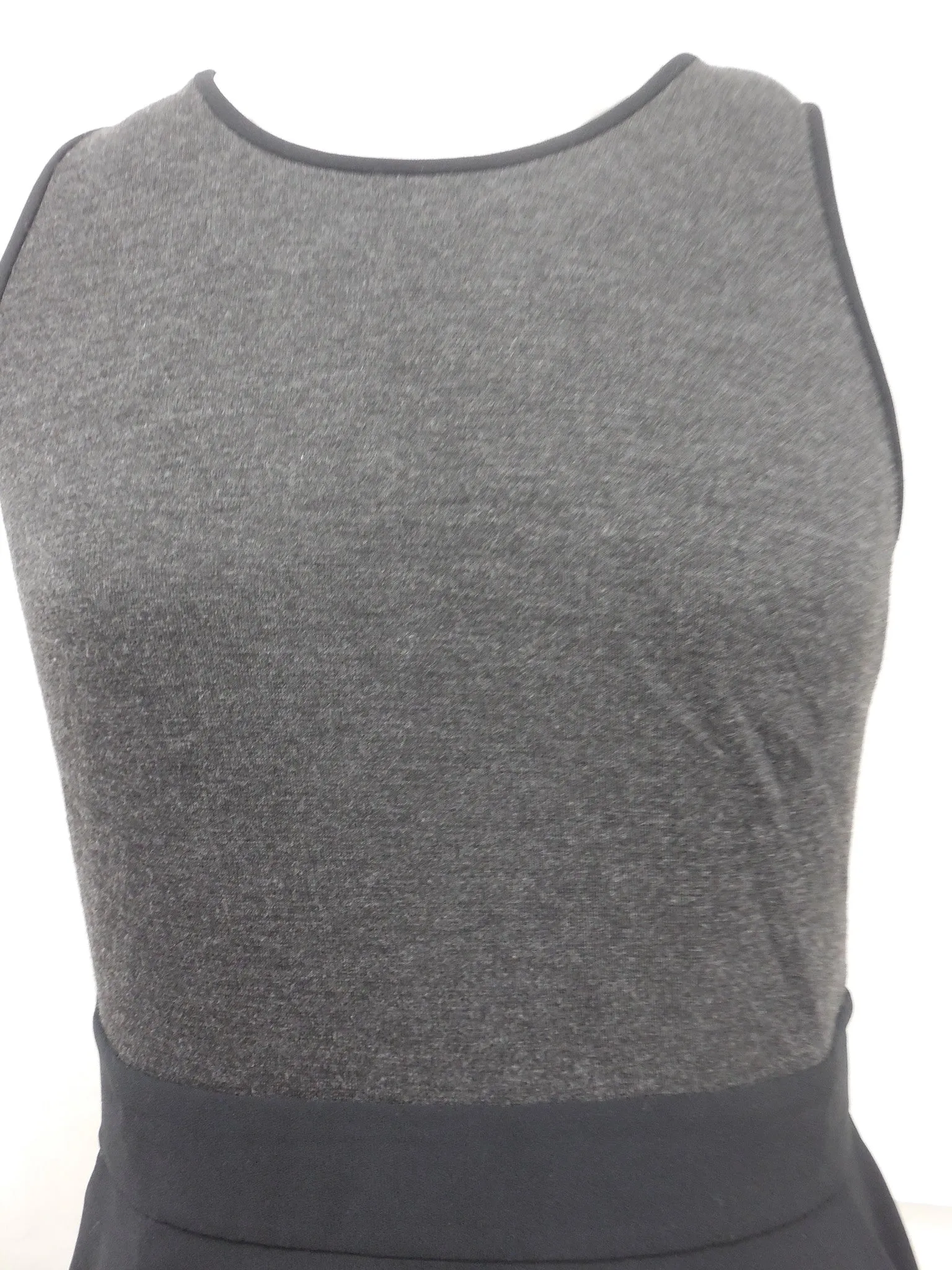 Ann Taylor LOFT Gray Back Zip Mixed Media Flare Dress Size 8