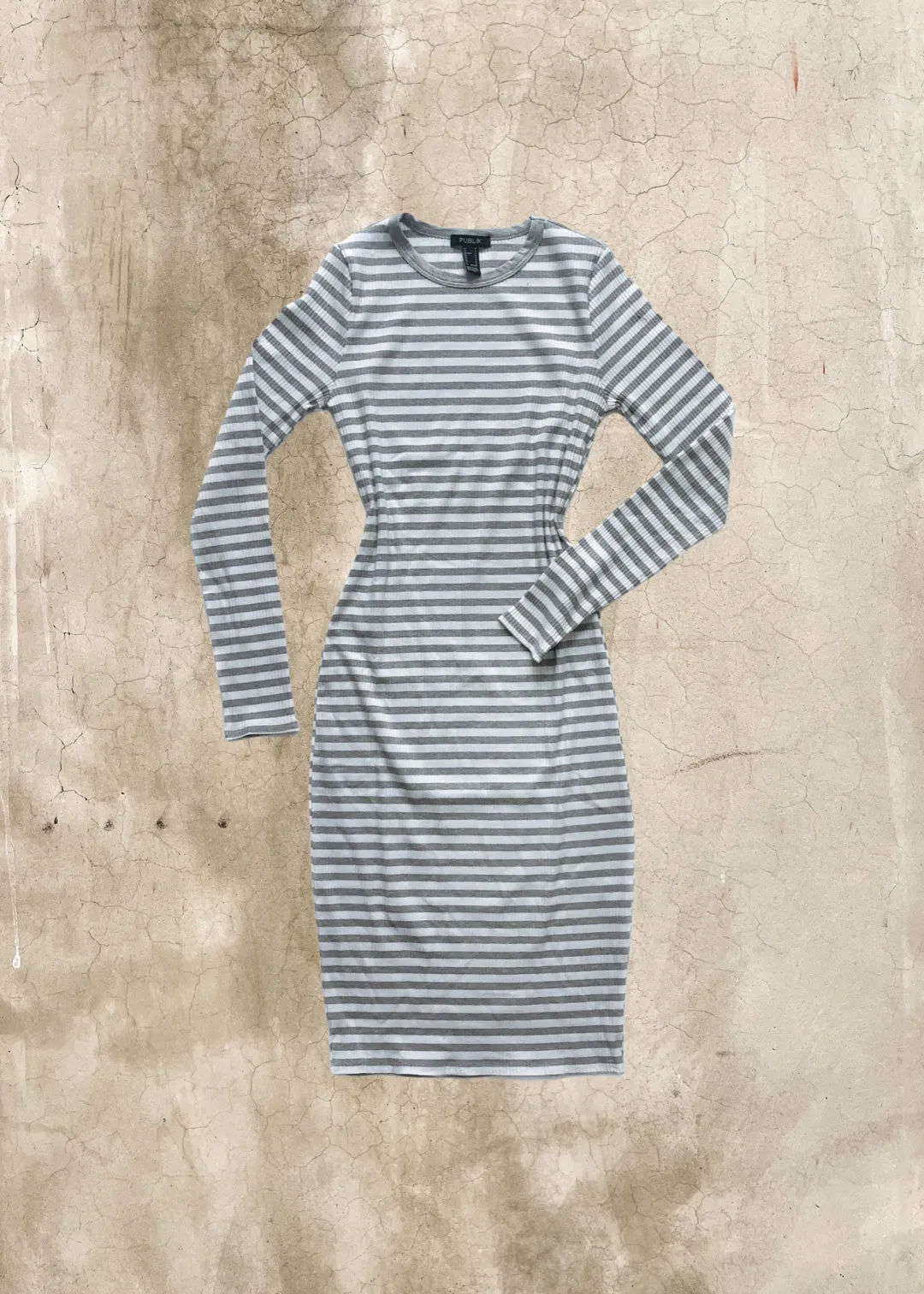 Anna Bodycon Midi Dress - Gray/White