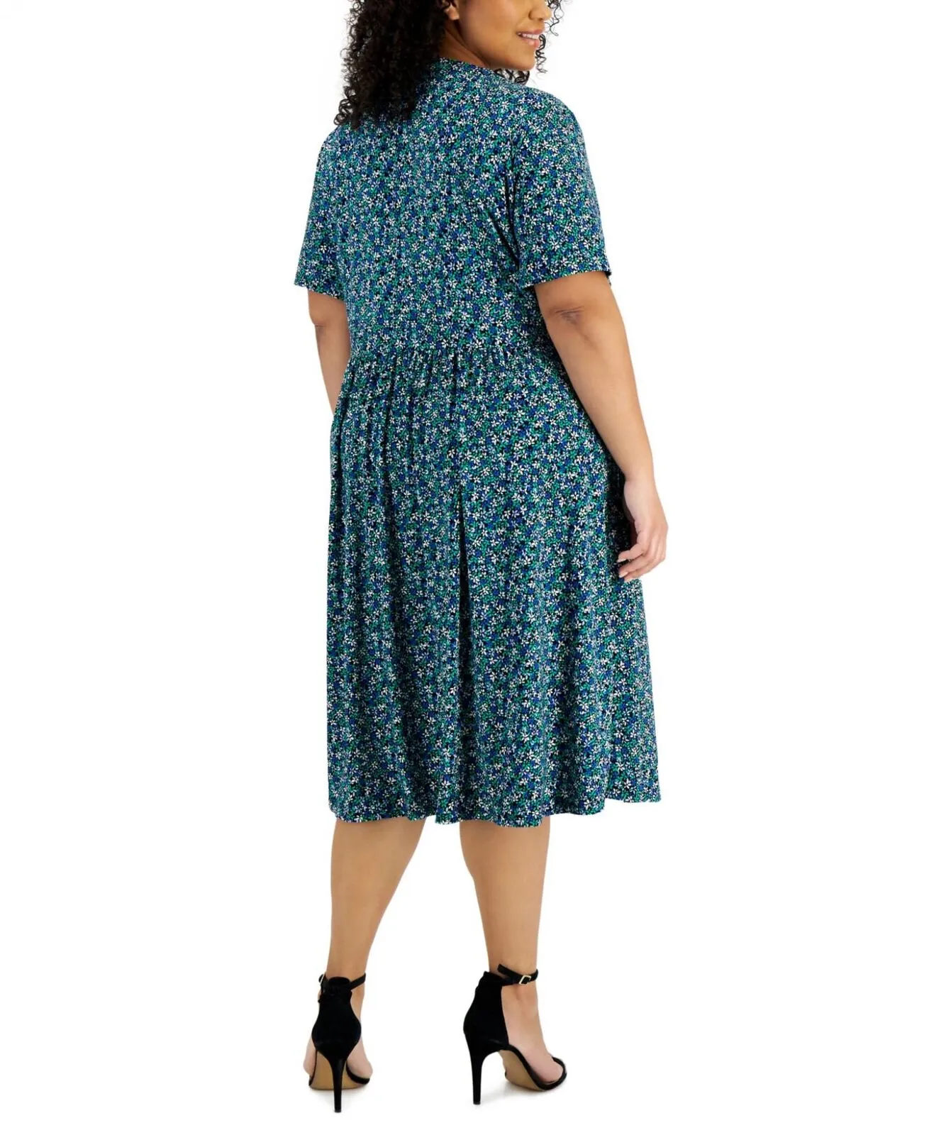Anne Klein Womens Plus Size Floral-Print Dress 10830346