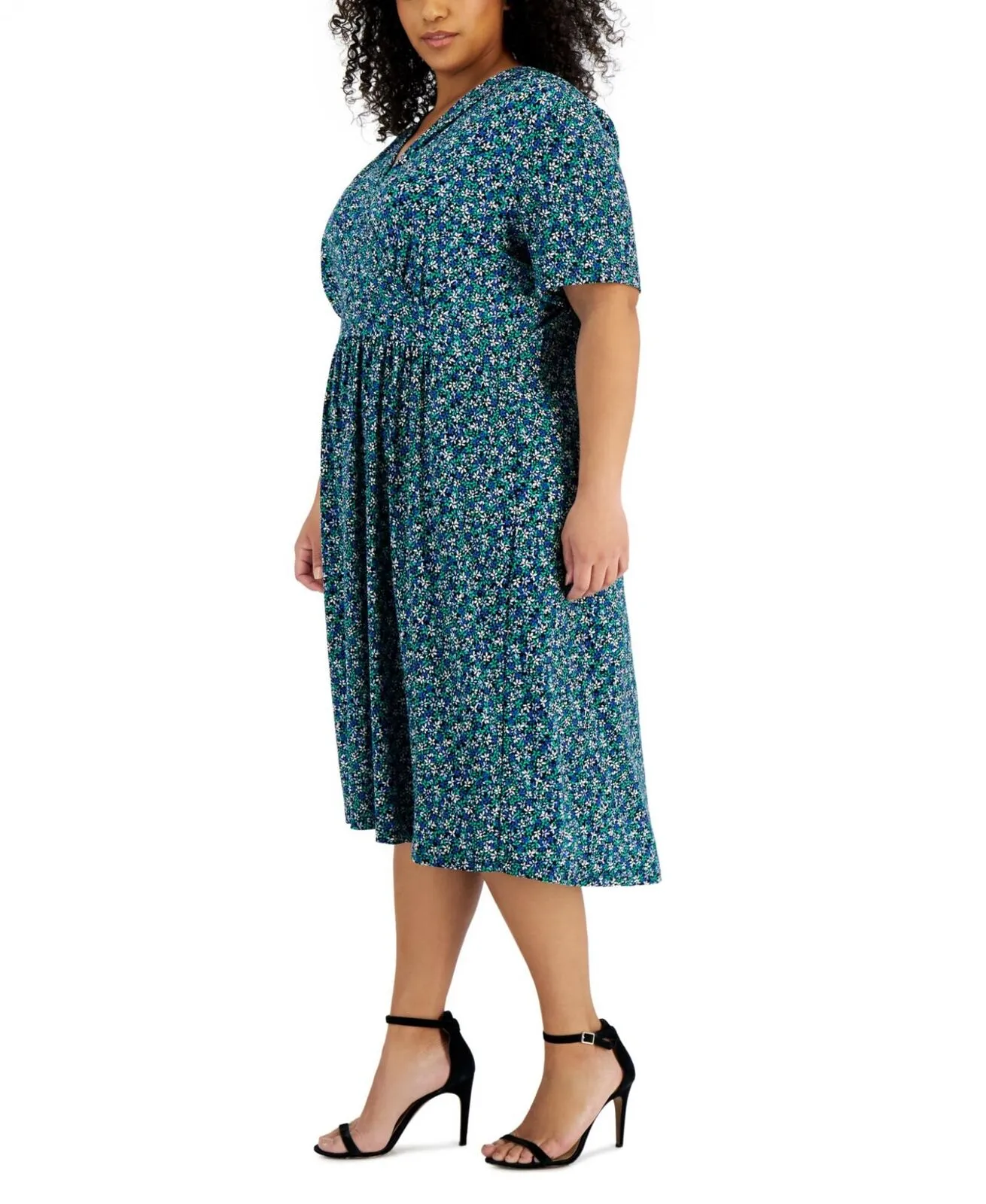 Anne Klein Womens Plus Size Floral-Print Dress 10830346