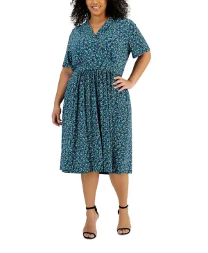 Anne Klein Womens Plus Size Floral-Print Dress 10830346