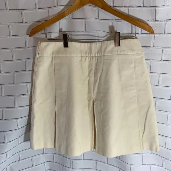 Anthro Elevenses Winter White Pleated Skirt Sz