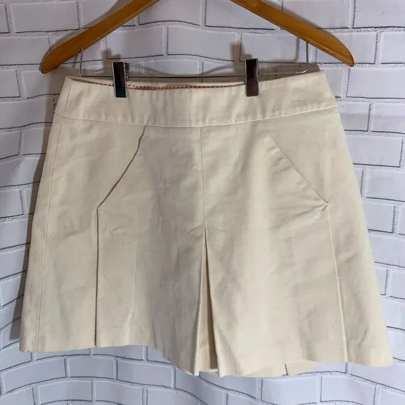 Anthro Elevenses Winter White Pleated Skirt Sz