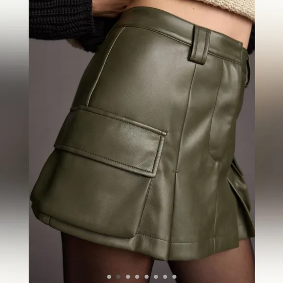 Anthropologie Ave Les Filles Faux Leather Pleated Skort