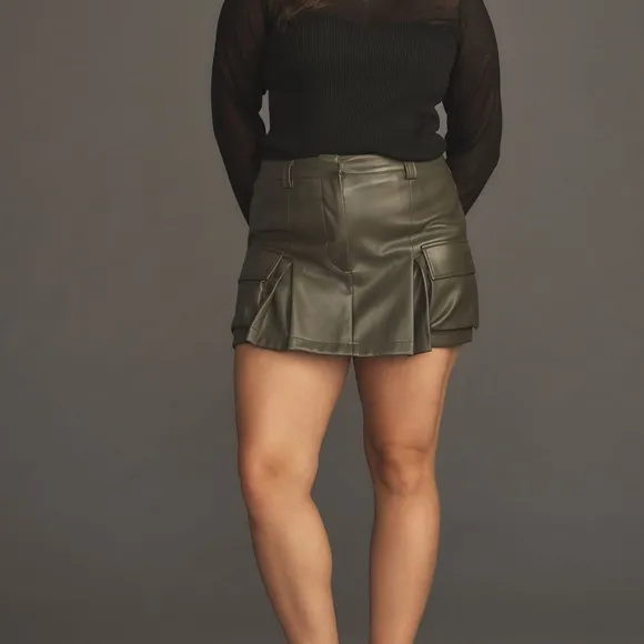 Anthropologie Ave Les Filles Faux Leather Pleated Skort