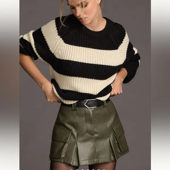 Anthropologie Ave Les Filles Faux Leather Pleated Skort