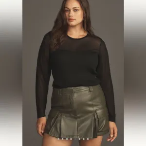 Anthropologie Ave Les Filles Faux Leather Pleated Skort