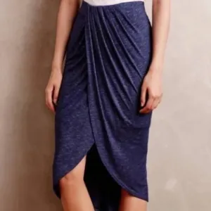 ANTHROPOLOGIE Dolan Blue Draped Faux Wrap Maleo Skirt XS Tulip NWT Boho Casual