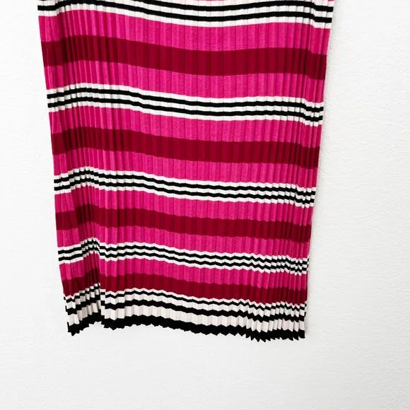 [Anthropologie] Dolan Pink Striped Dora Pleated Midi Sweater Skirt Size Large L