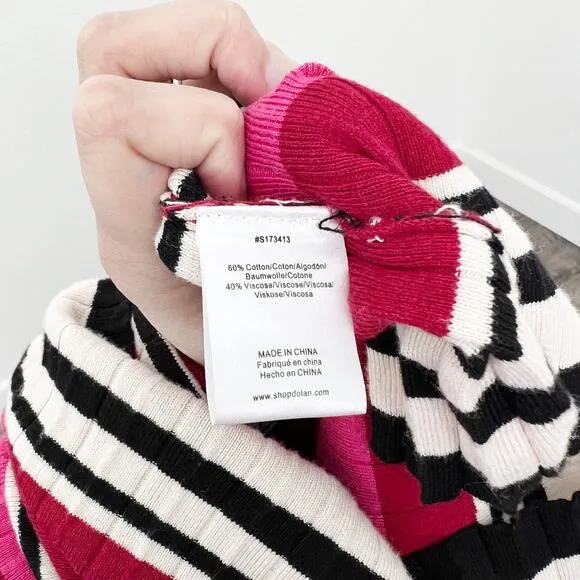[Anthropologie] Dolan Pink Striped Dora Pleated Midi Sweater Skirt Size Large L