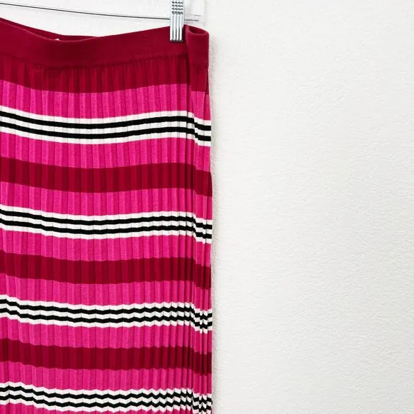 [Anthropologie] Dolan Pink Striped Dora Pleated Midi Sweater Skirt Size Large L