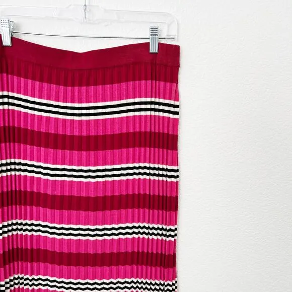 [Anthropologie] Dolan Pink Striped Dora Pleated Midi Sweater Skirt Size Large L