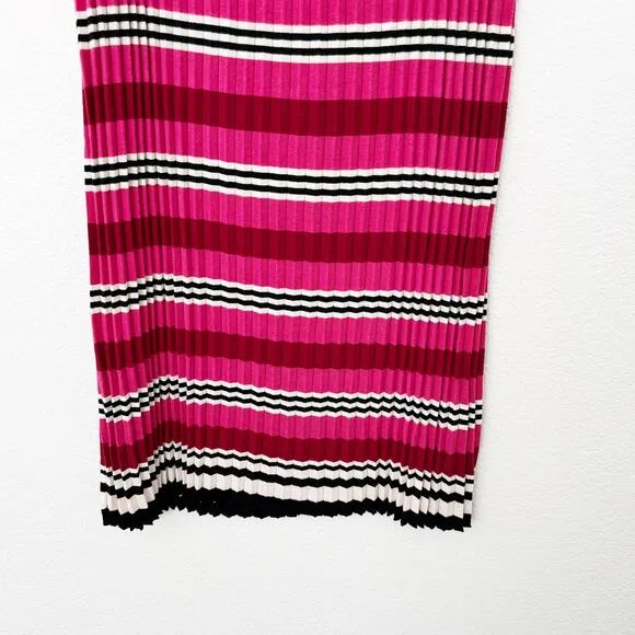 [Anthropologie] Dolan Pink Striped Dora Pleated Midi Sweater Skirt Size Large L