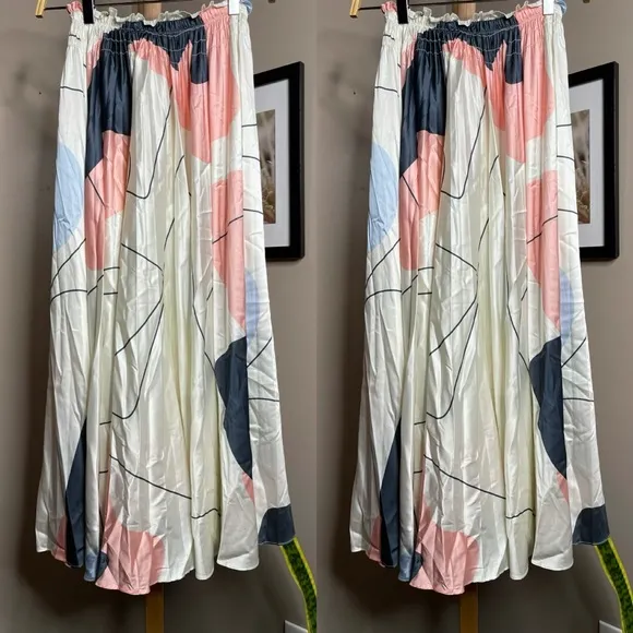 Anthropologie Sensie Pleated Midi Skirt x Caara