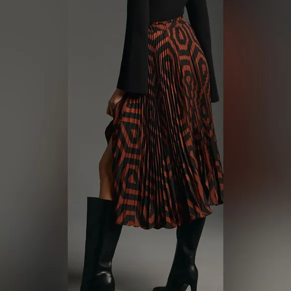 Anthropologie the Valerie Pleated Midi Skirt