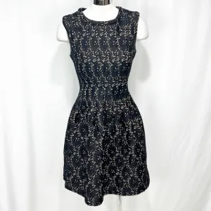 ANTHROPOLOGIE’S Meadow Rue Black Lace Overlay Nude Fit &amp; Flare Dress size Medium