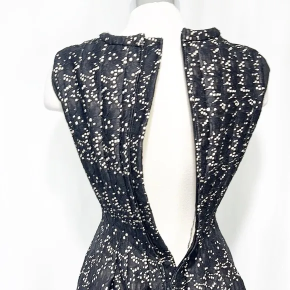 ANTHROPOLOGIE’S Meadow Rue Black Lace Overlay Nude Fit &amp; Flare Dress size Medium
