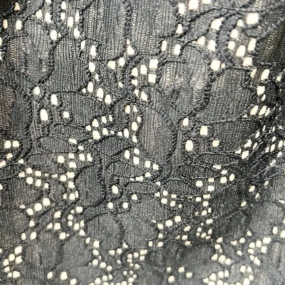 ANTHROPOLOGIE’S Meadow Rue Black Lace Overlay Nude Fit &amp; Flare Dress size Medium