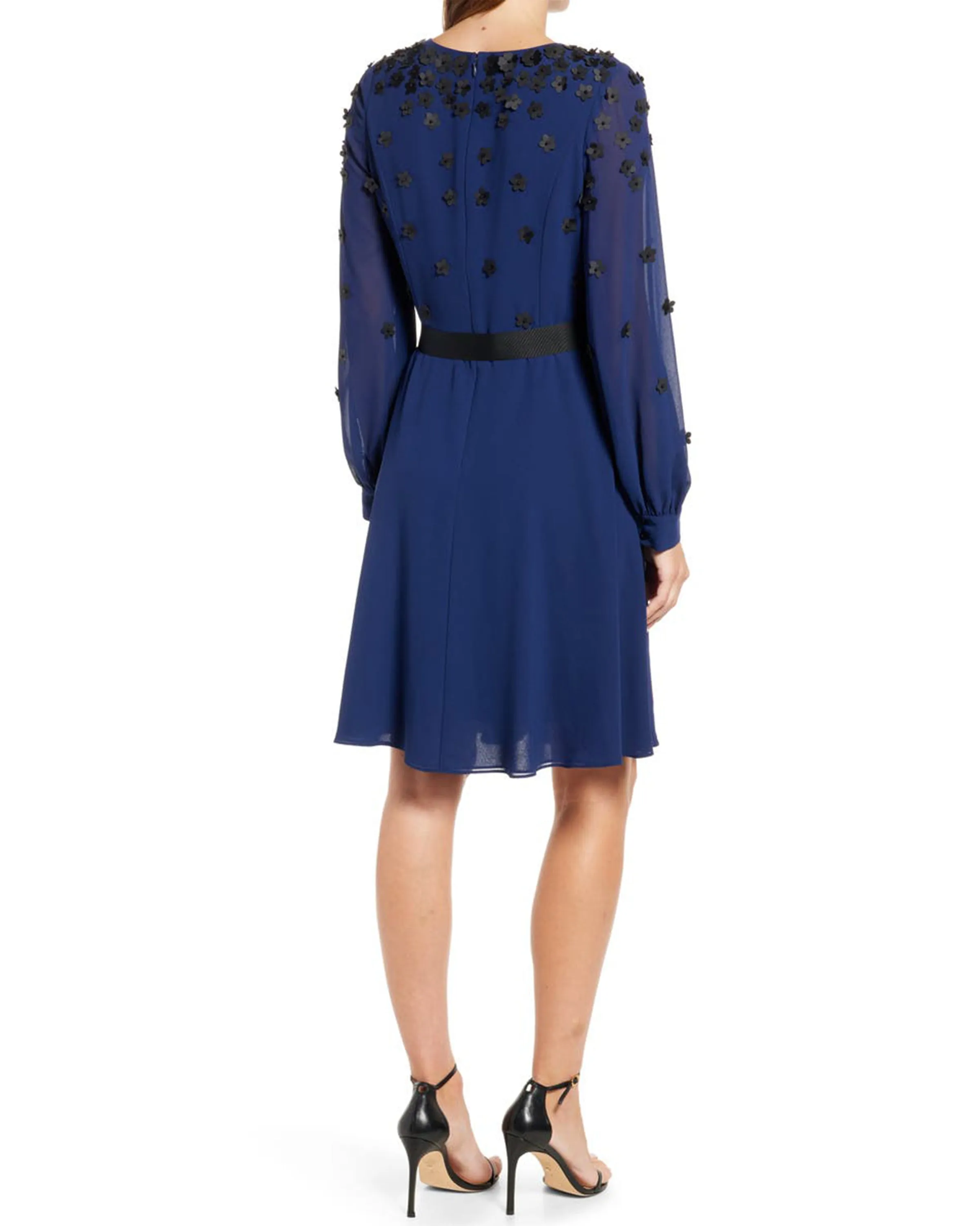 Appliqué Georgette Fit & Flare Dress