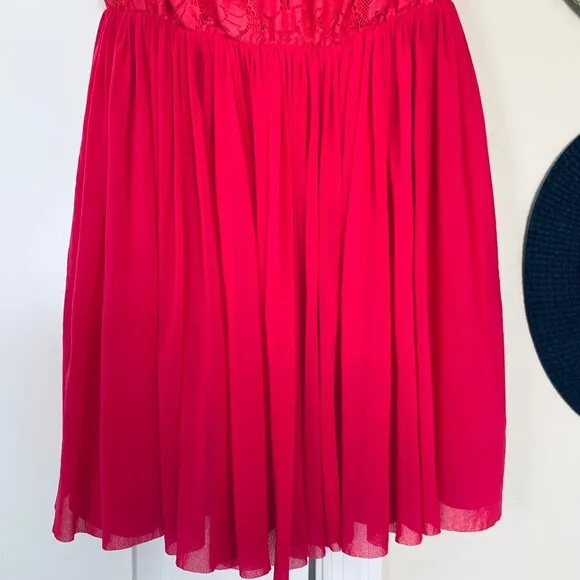 ASOS Barbie Pink Mesh Lace Off-the-Shoulder Fit &amp; Flare Mini Dress | Size: 6/S