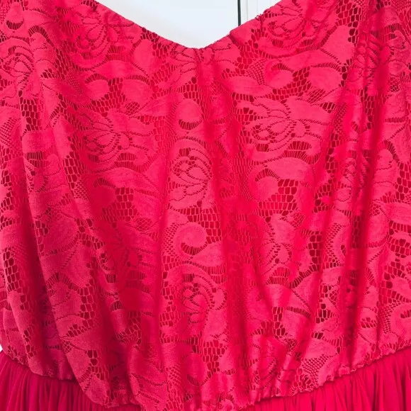 ASOS Barbie Pink Mesh Lace Off-the-Shoulder Fit &amp; Flare Mini Dress | Size: 6/S