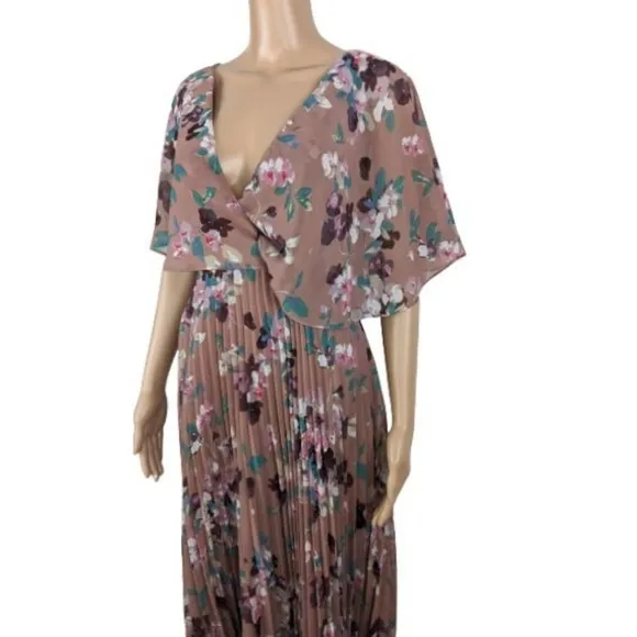 ASOS Floral Print Pleated Skirt Midi Dress 4