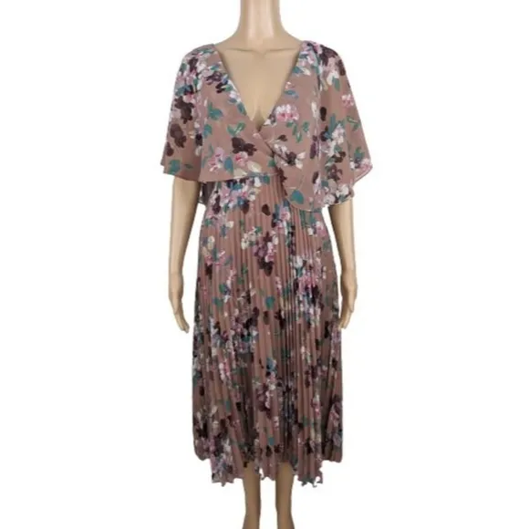 ASOS Floral Print Pleated Skirt Midi Dress 4